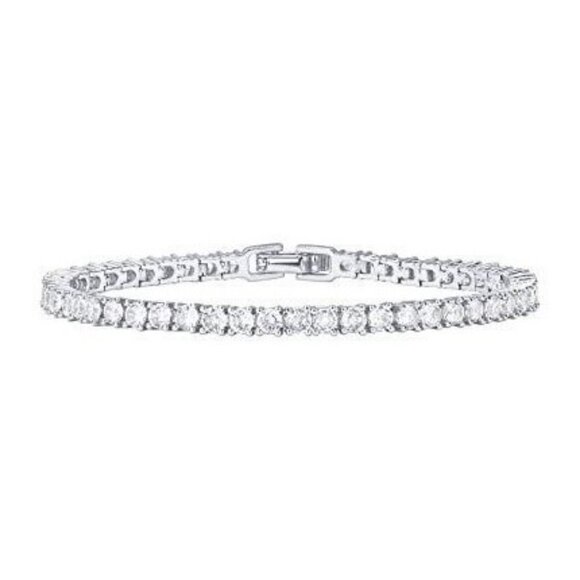 Silver Sparkly Cubic Zirconia Gemstone Bracelet - Picture 2 of 3